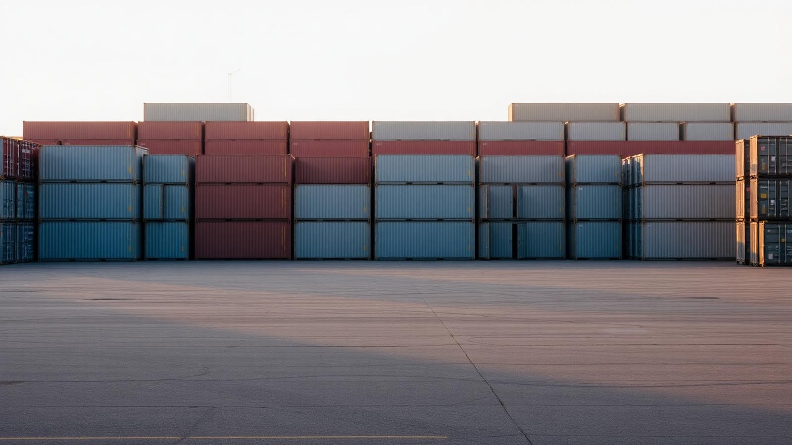 Shipping containers stacked at depot yard