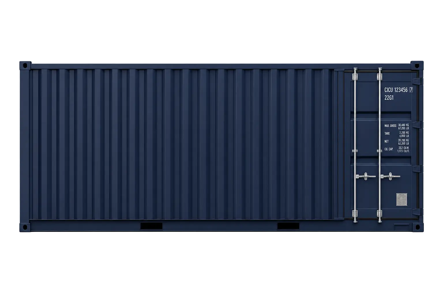 20ft Standard shipping container — corner view